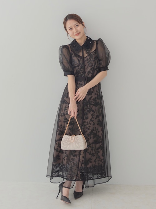 セール】【LEJA】フラワーレースカラーチュールレイヤードキャミ