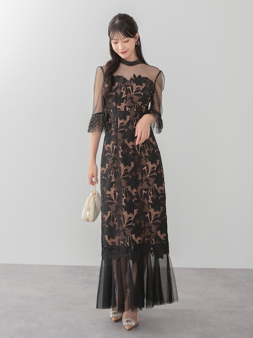 セール】【LEJA】フラワーレースドットストーンチュールIライン