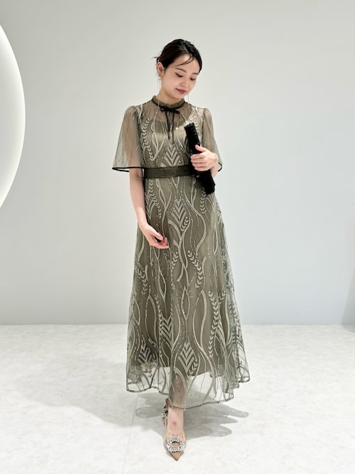ウエストリボンのスパンコール ベア イブニングドレス♩.• イブニング ドレス ロング シアー スパンコール 韓国 cr0783