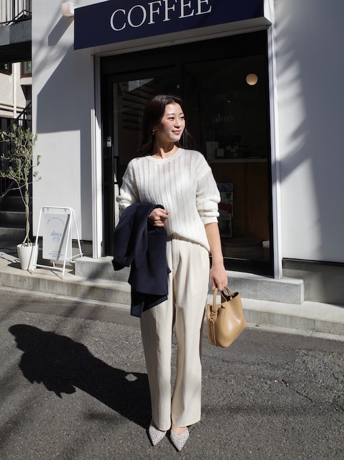 セール】【LEJA】メッシュプルオーバー透かし編みニットトップス
