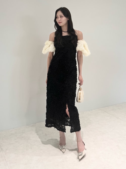 leja オケージョンドレス 成人式 結婚式 レジャ Leja アシンメトリーシアーフラワードレス美脚効果結婚式