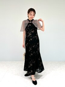 lejaケープ風パール付きオーガンジーボレロキャミ ワンピース Leja（レジャ）の「【LEJA】ケープ風パール付きオーガンジー