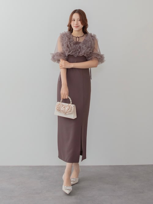 セール】【LEJA】チュールフリルビスチェIラインワンピースドレス2点