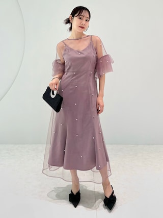 LEJA】ティアードフリルスリーブレイヤードパールワンピースドレス 2点