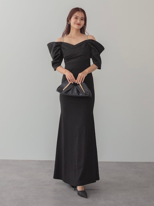 セール】【LEJA LUXE】ビジューストラップタックオフショルダー