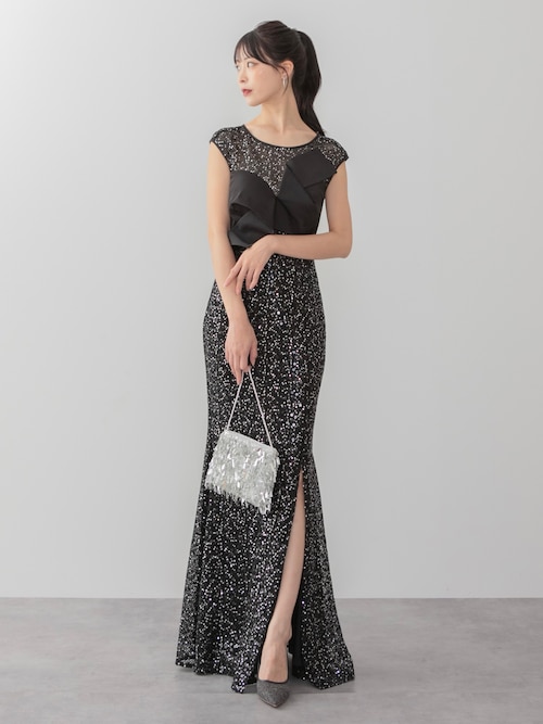 LEJA LUXE】フロントツイストデザインシアースリットIラインドレス