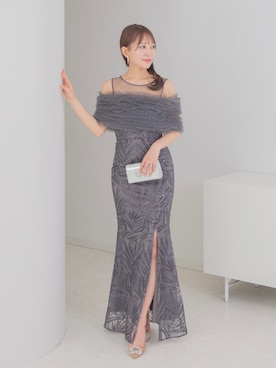 「Leja（レジャ）の【LEJA LUXE】チュールフリルスパンコールスリットマーメイドドレス美脚効果結婚式 パーティードレス 成人式 二次会 同窓会 お呼ばれ オケージョン 20代 30代（ドレス、ブルー系）」を使った、Lejaさん（レディース・153cm）の春コーディネート