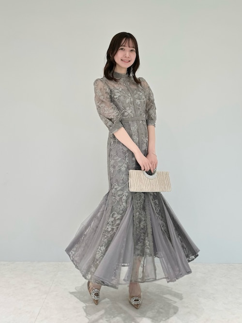 Leja チェック柄チュールドレス グレー Leja チェック柄チュールドレス グレー