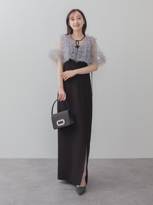 セール】【LEJA】チュールフリルビスチェIラインワンピースドレス2点