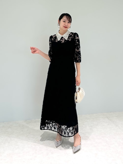 セール】【LEJA】花柄レースビジューカラーAラインドレスワンピース