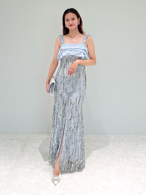 Leja（レジャ）の「【LEJA LUXE】フリンジスパンコールIラインドレス