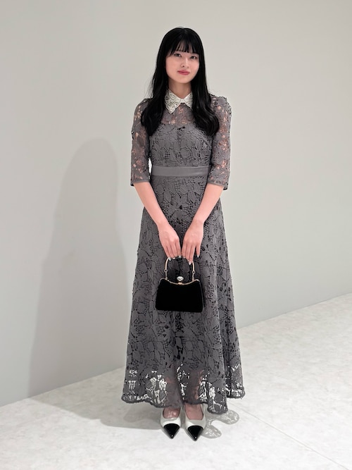 セール】【LEJA】花柄レースビジューカラーAラインドレス