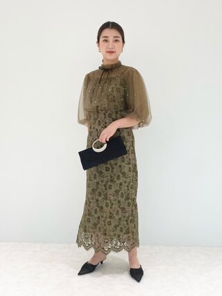 Leja（レジャ）の「【LEJA】パール付きケープ風リボンパフスリーブ