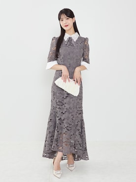 「アイテム（ドレス、グレー系）」を使った、Lejaさん（レディース・164cm）の秋コーディネート