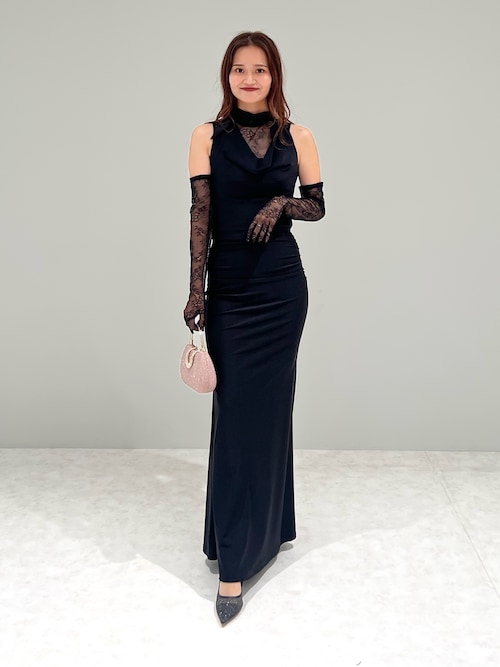 Leja 黒ドレス LEJA Dress Styling】 ☑︎ 2WAYチュールトップスパールAライン