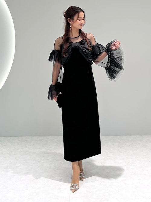 セール】【LEJA】2WAYフロントリボンビスチェチュールベロアIライン