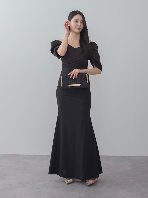 セール】【LEJA LUXE】ビジューストラップタックオフショルダー