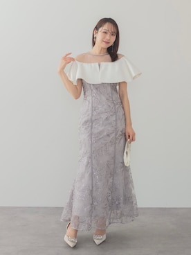 「Leja（レジャ）の【LEJA】ストーンラインシアービッグフリルマーメイドドレス美脚効果結婚式 パーティードレス 成人式 二次会 同窓会 お呼ばれ オケージョン 20代 30代（ドレス、グレー系）」を使った、Lejaさん（レディース・153cm）の春コーディネート