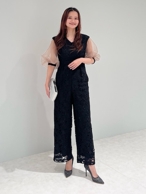 セール】【LEJA】2WAYシアースリーブ花柄パンツドレス 2点セット