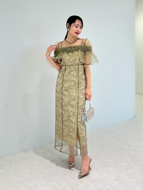 3WAYフラワーチュールアシンメトリーIラインワンピースドレス 当日発送】3WAYフラワーチュールアシンメトリーIライン