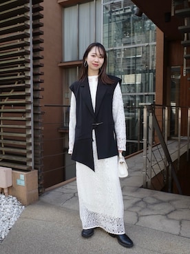 「ベスト×ワンピース」｜Lejaさん（レディース・158cm）の春コーディネート