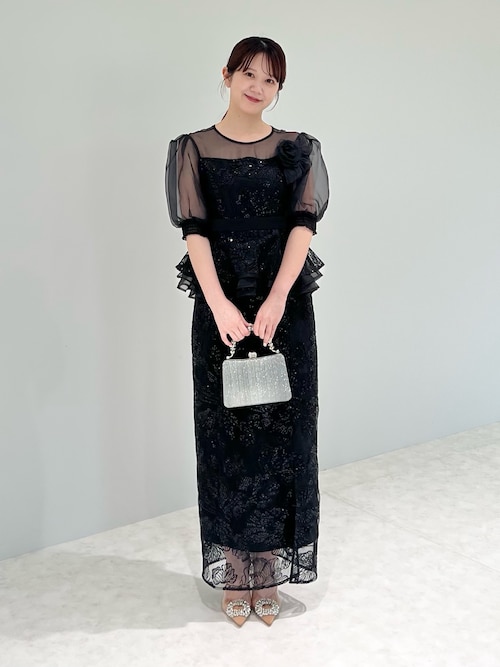 【新品】　LEJA レジャ　ローズペプラムIラインワンピースドレス Leja ドレス 「LEJA」ローズペプラムIラインワンピースドレス2点