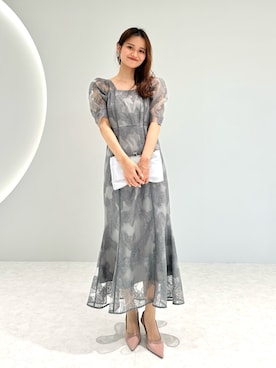 LEJA】2WAYチュール素材オリジナル花柄刺繍オフショルダー