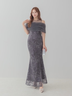 「Leja（レジャ）の【LEJA LUXE】チュールフリルスパンコールスリットマーメイドドレス美脚効果結婚式 パーティードレス 成人式 二次会 同窓会 お呼ばれ オケージョン 20代 30代（ドレス、ブルー系）」を使った、Lejaさん（レディース・153cm）の春コーディネート