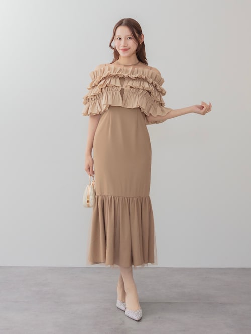 Leja（レジャ） ドレス 「LEJA」3WAYアシンメトリーチュールフリル