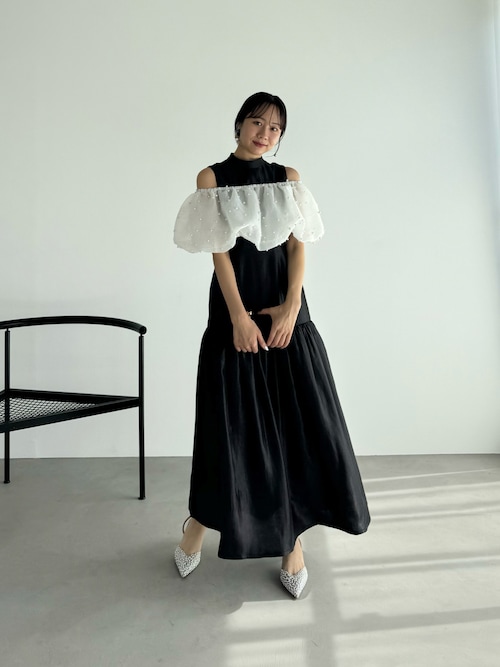 セール】【LEJA】パールラメボレロオフショルダーAラインドレス