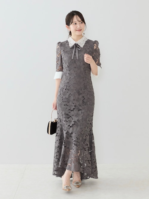 セール】【LEJA】パールカラーボウタイフラワーレースフィッシュテール