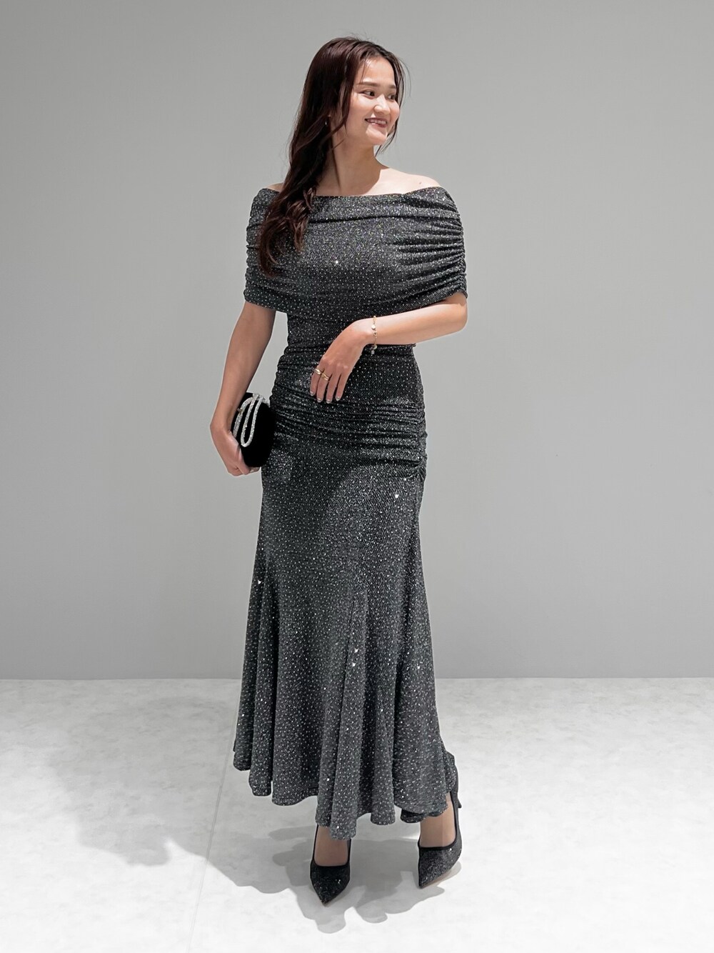 LEJA】ストーンオフショルダーアームカバー付き2WAYマーメイド