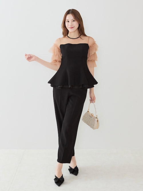Leja（レジャ） パンツドレス 「LEJA」チュールスリーブペプラム