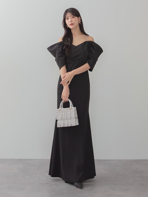 セール】【LEJA LUXE】ビジューストラップタックオフショルダー