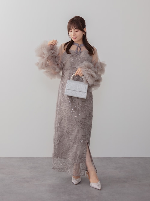 セール】【LEJA】フリルチュールスリーブリボンIライン