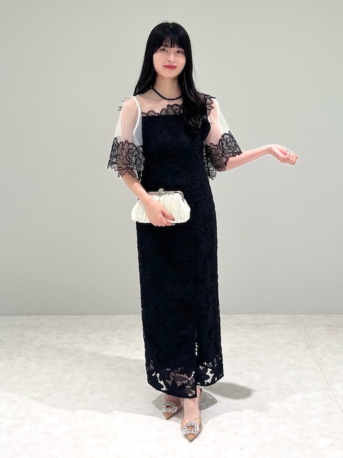 Leja（レジャ） ドレス 「LEJA」シアーレースフラワーIラインドレス