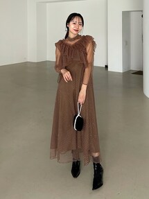 【LEJA】2wayドットストーンギャザーチュールAラインドレス 2点セット レジャ Leja 2wayドットストーンギャザーチュールAラインドレス