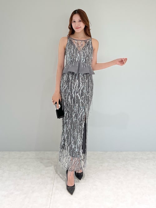 Leja（レジャ） ドレス 「LEJA LUXE」シルバーフリンジスパンコール