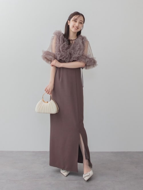 セール】【LEJA】チュールフリルビスチェIラインワンピースドレス2点