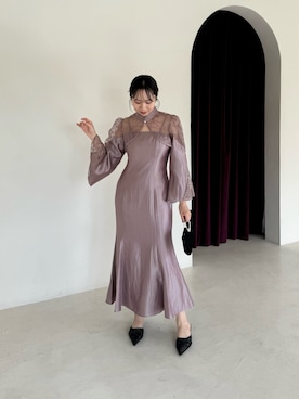 「アイテム（ドレス、ピンク系）」を使った、Lejaさん（レディース・158cm）の秋コーディネート