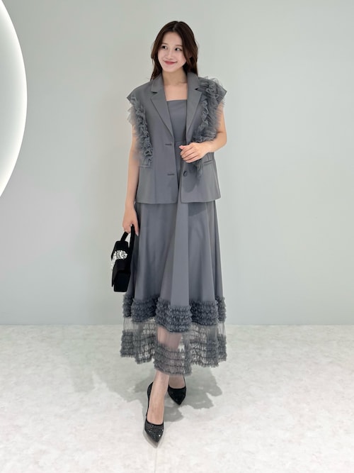 セール】【LEJA】ビスチェ風切り替えプチハイネック花柄シアー
