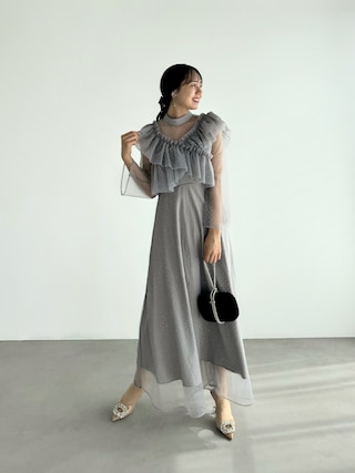 2WAYドットストーンギャザードレス 当日発送】2WAYドットストーンギャザーワンピース結婚式ドレス