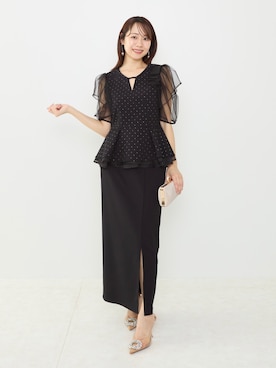 LEJA】ドットストーンチュールペプラムセパレートIラインドレス2点
