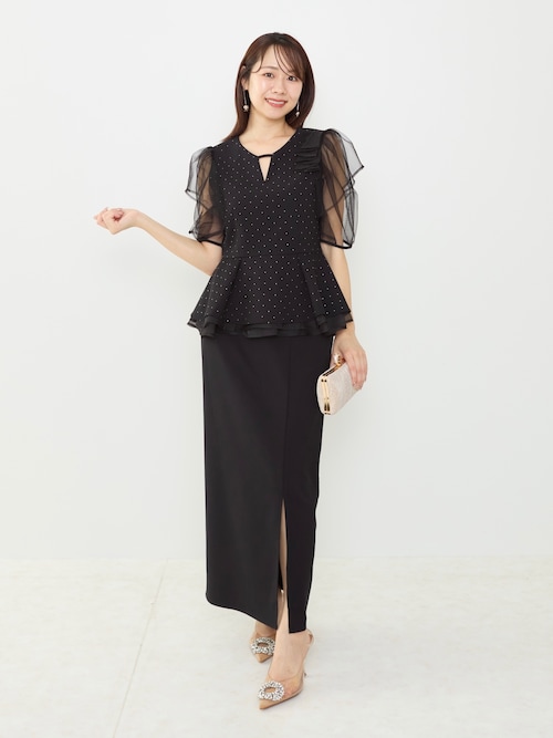 セール】【LEJA】ドットストーンチュールペプラムセパレートIライン