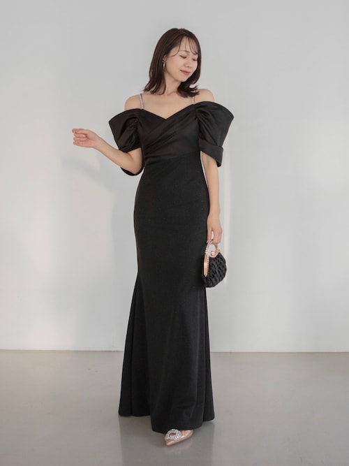 セール】【LEJA LUXE】ビジューストラップタックオフショルダー