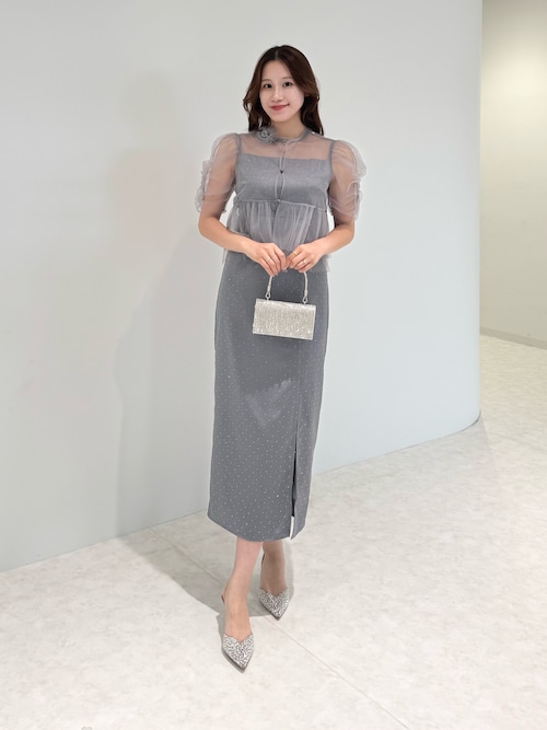 セール】【LEJA】チュールフラワーモチーフドットストーンIライン