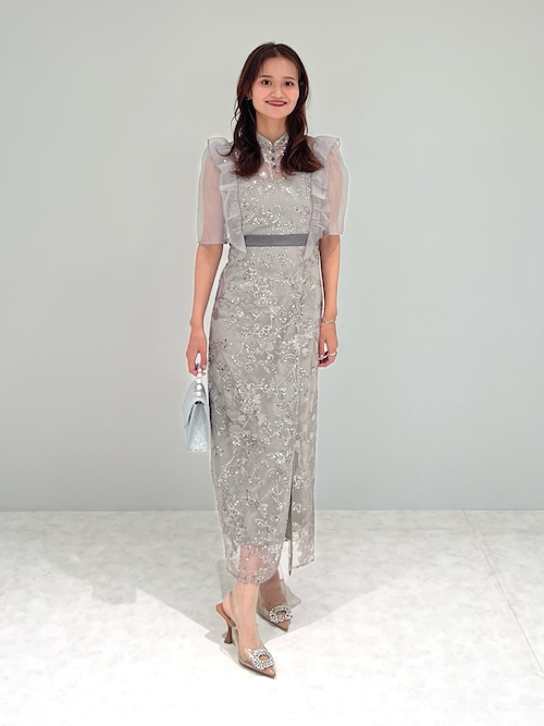 Leja パーティードレス　サイズS セール】【LEJA】フラワースパンコールシアーフリルIライン