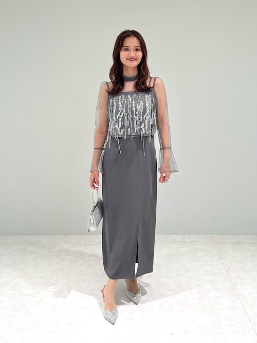 セール】【LEJA】2WAYスパンコールビスチェチュールIラインワンピース