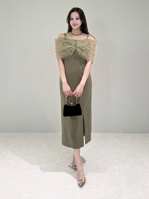 a　【LEJA】チュールフリルビスチェIラインドレスワンピース2点セット Leja ドレス 「LEJA」チュールフリルビスチェIラインドレス