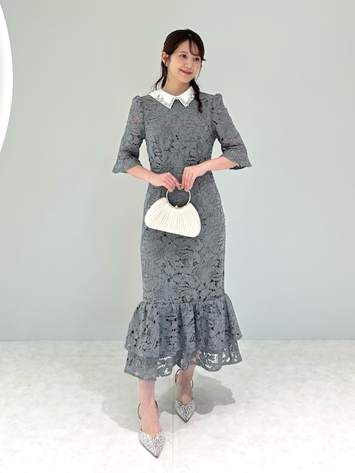 セール】【LEJA】ビジューカラーフラワーフリルマーメイドワンピース